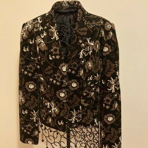 Willi Smith Corduroy Floral Print Jacket Size 4 - image 1